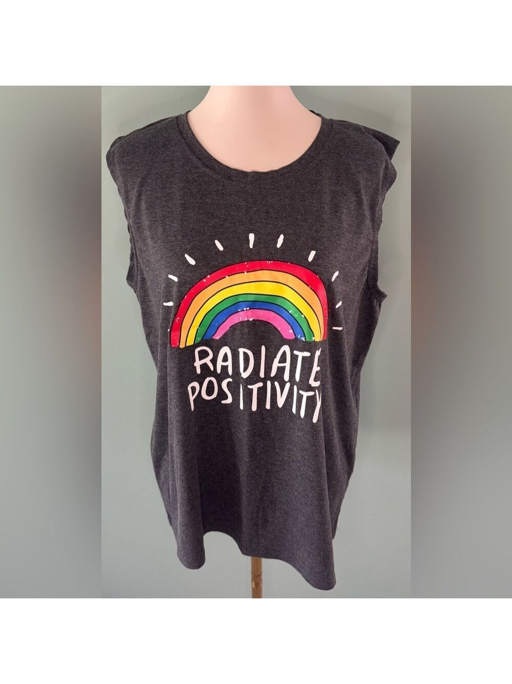 Radiate Positivity Graphic Tank Top, XL